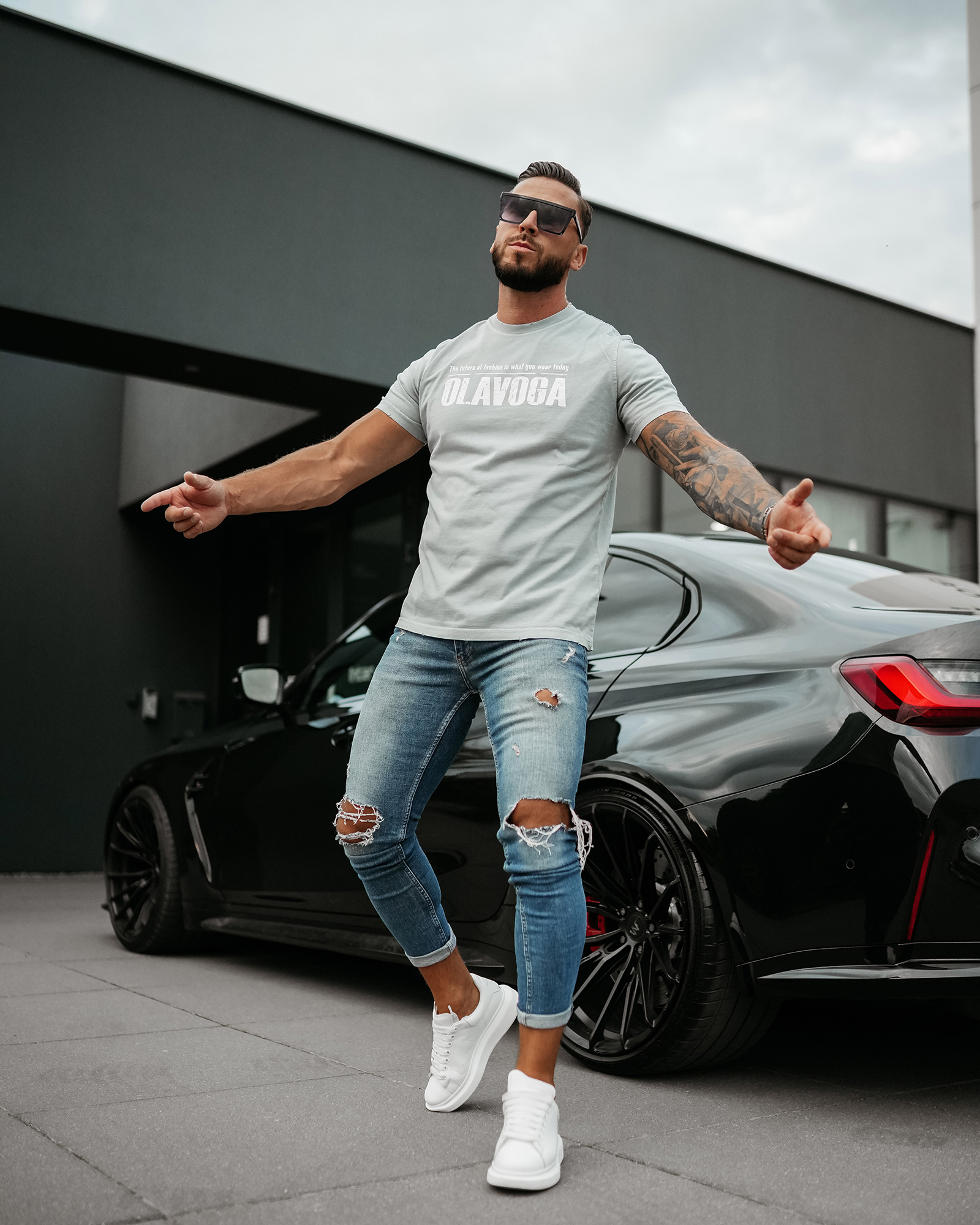 T-shirt męski OLAVOGA ZOAN jasnoszary T-shirt męski OLAVOGA ZOAN jasnoszary