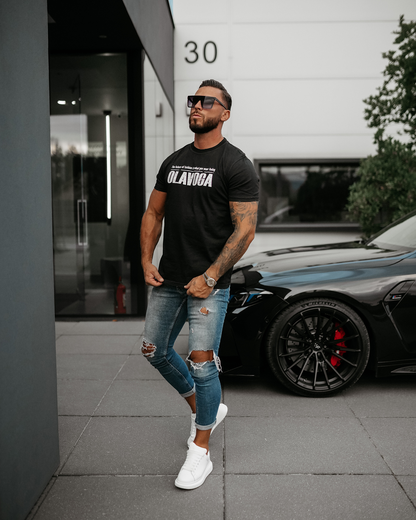 T-shirt męski OLAVOGA ZOAN grafitowy