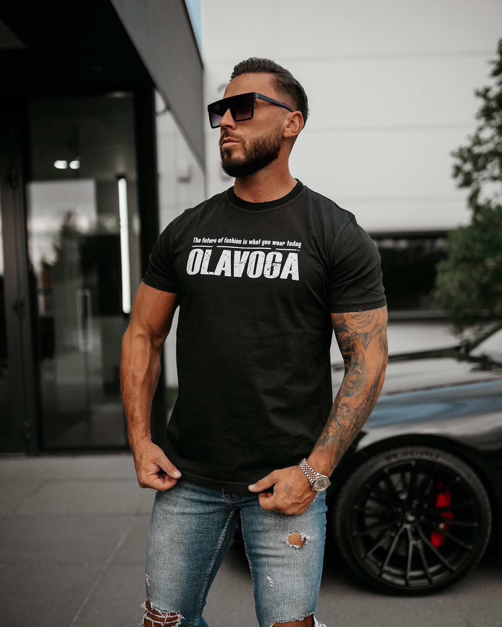 T-shirt męski OLAVOGA ZOAN grafitowy