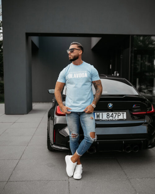T-shirt męski OLAVOGA ZOAN jasnoniebieski