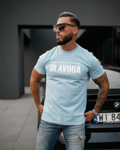 T-shirt męski OLAVOGA ZOAN jasnoniebieski