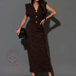 Sukienka cekinowa Victorie brązowa