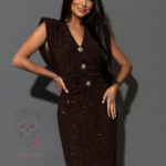 Sukienka cekinowa Victorie brązowa