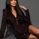 Kombinezon cekinowy Asblis brązowy