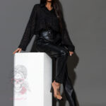 Spodnie cygaretki skórzane Pocerto czarne