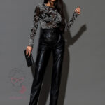 Spodnie cygaretki skórzane Pocerto czarne