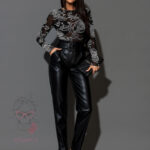 Spodnie cygaretki skórzane Pocerto czarne