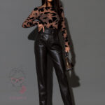 Spodnie cygaretki skórzane Pocerto brązowe