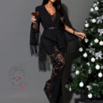 Marynarka elegancka z koronką MC New Messege czarna