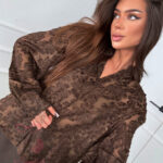 Koszula damska elegancka Nistis czekoladowa