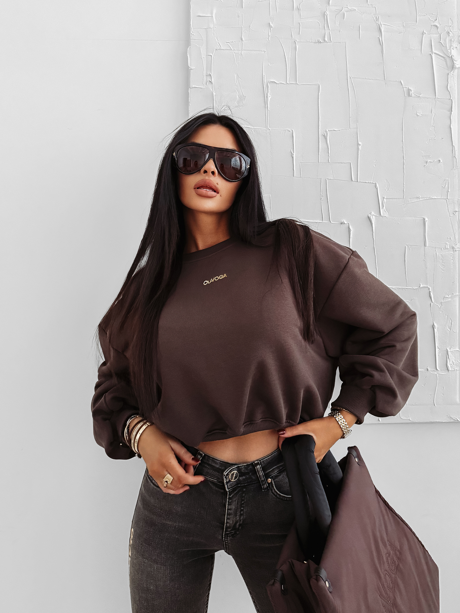 Bluza damska OLAVOGA GRAV brązowa