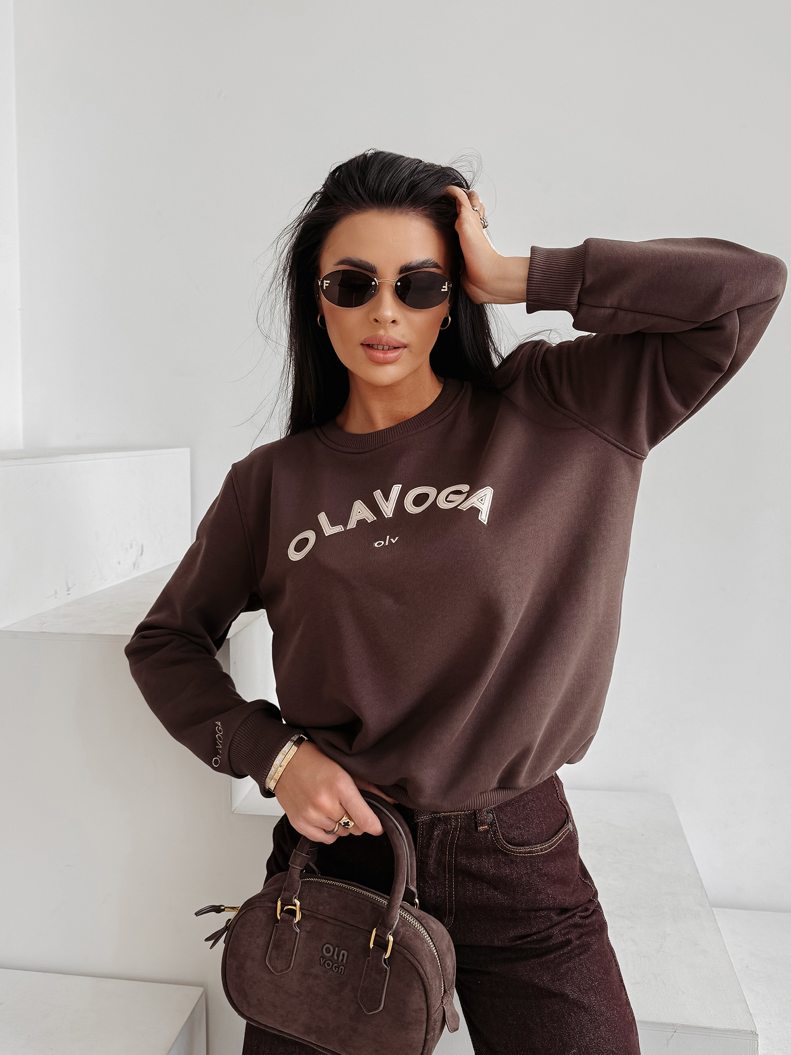 Bluza damska OLAVOGA GROV czekoladowa