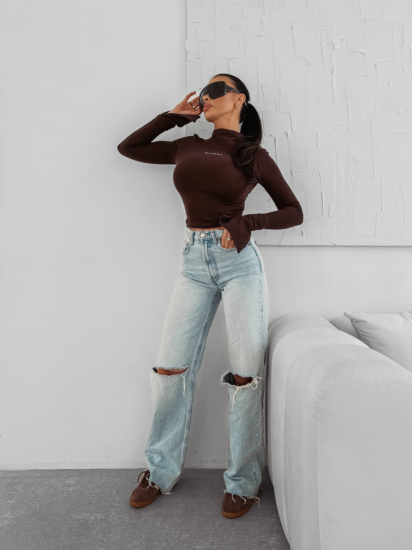 Bluzka damska OLAVOGA AUTUMN brązowa