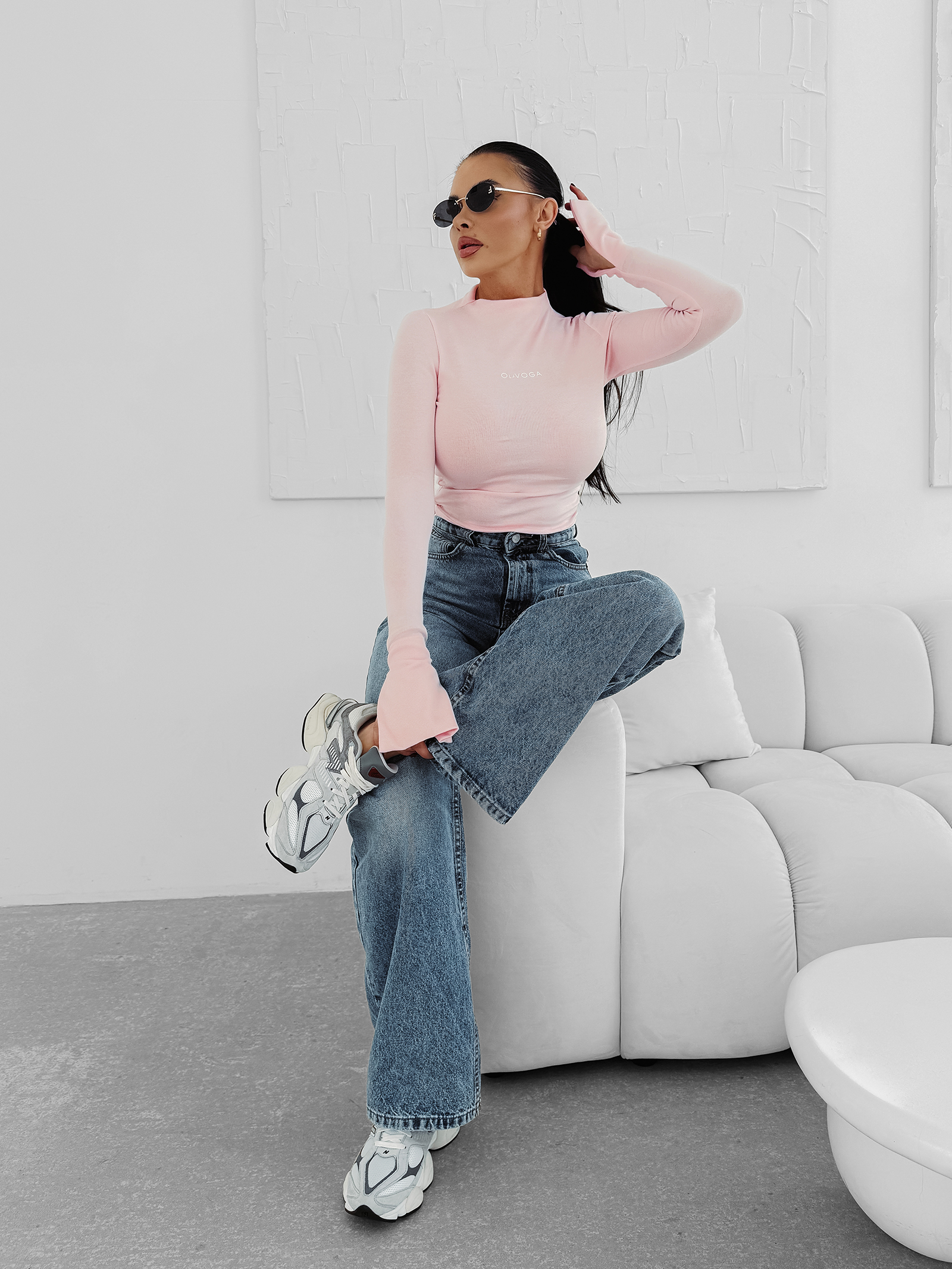 Bluzka damska OLAVOGA AUTUMN pudrowo różowa