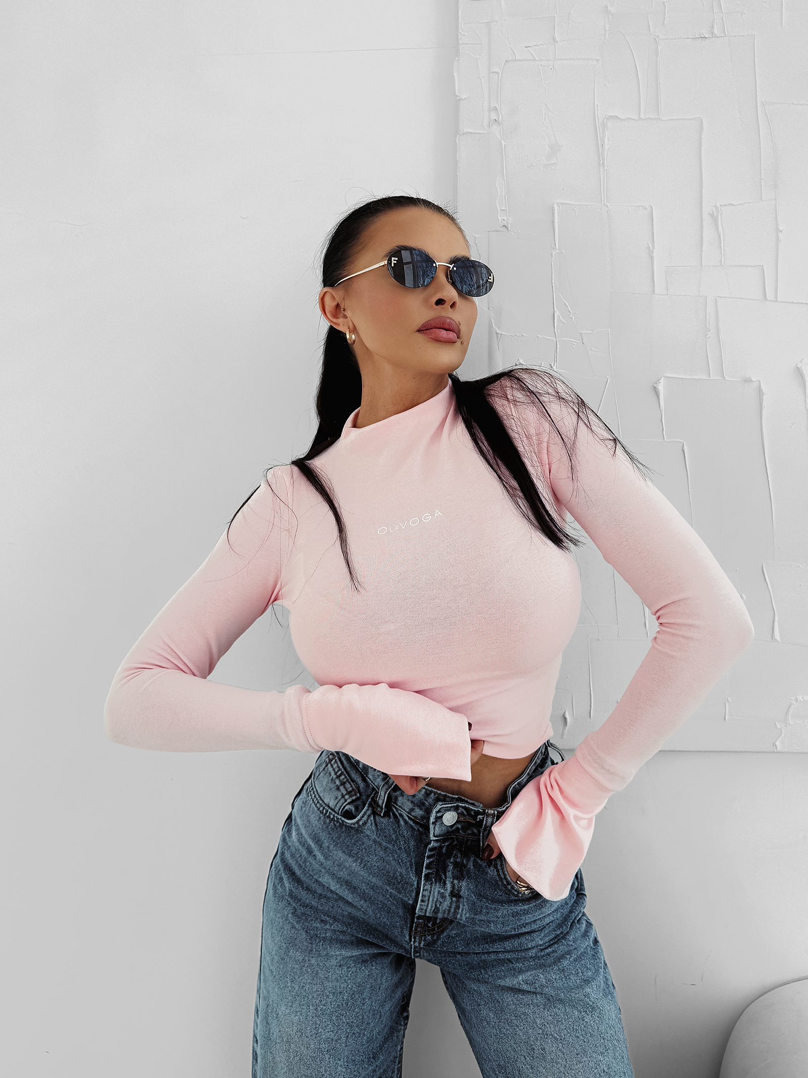 Bluzka damska OLAVOGA AUTUMN pudrowo różowa