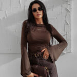 Bluzka damska OLAVOGA LOTUS brązowa