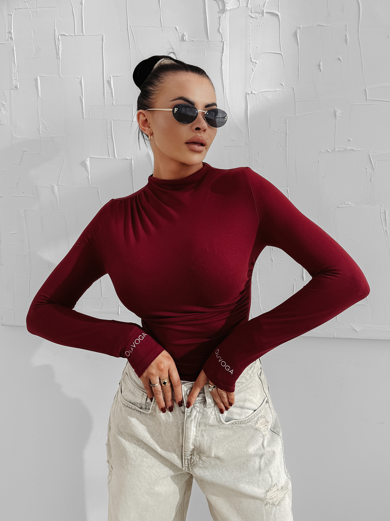 Bluzka damska OLAVOGA NERELIA bordowa
