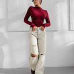 Bluzka damska OLAVOGA NERELIA bordowa