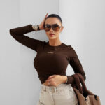 Bluzka damska OLAVOGA SIMBI brązowa