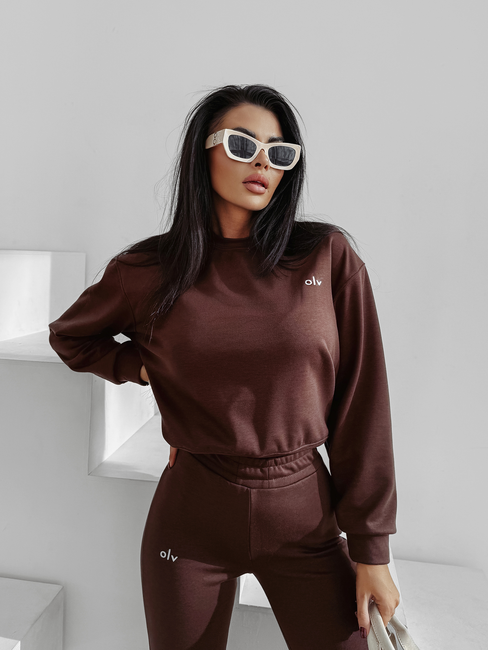 Komplet damski OLAVOGA MOSSEIL czekoladowy