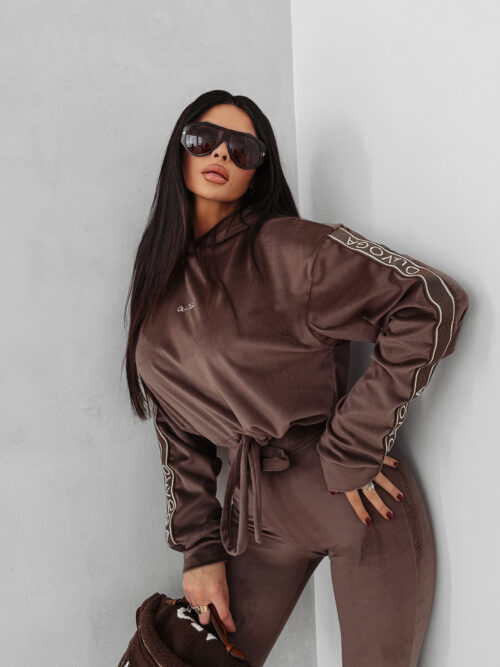 Komplet damski OLAVOGA VELVET AURA brązowy