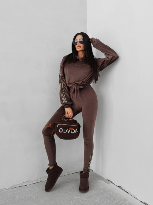Komplet damski OLAVOGA VELVET AURA brązowy