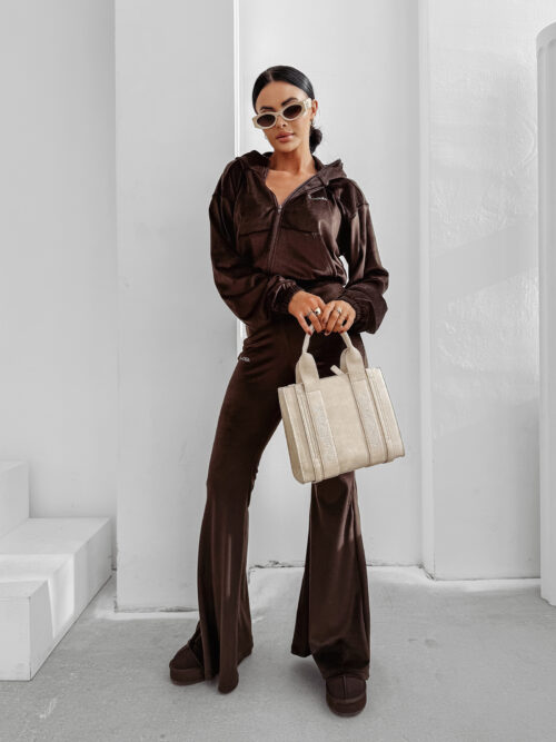 Komplet damski OLAVOGA VELVET WOOD brązowy