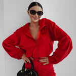 Komplet damski OLAVOGA VELVET WOOD czerwony