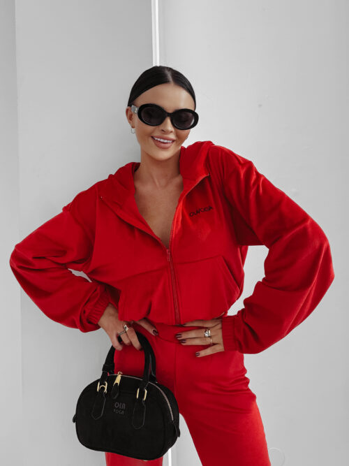 Komplet damski OLAVOGA VELVET WOOD czerwony