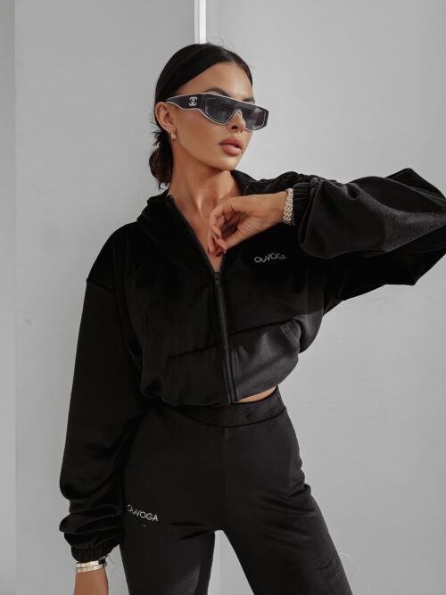 Komplet damski OLAVOGA VELVET WOOD czarny