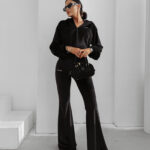 Komplet damski OLAVOGA VELVET WOOD czarny