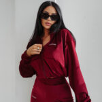 Komplet damski OLAVOGA VELVET WOOD bordowy