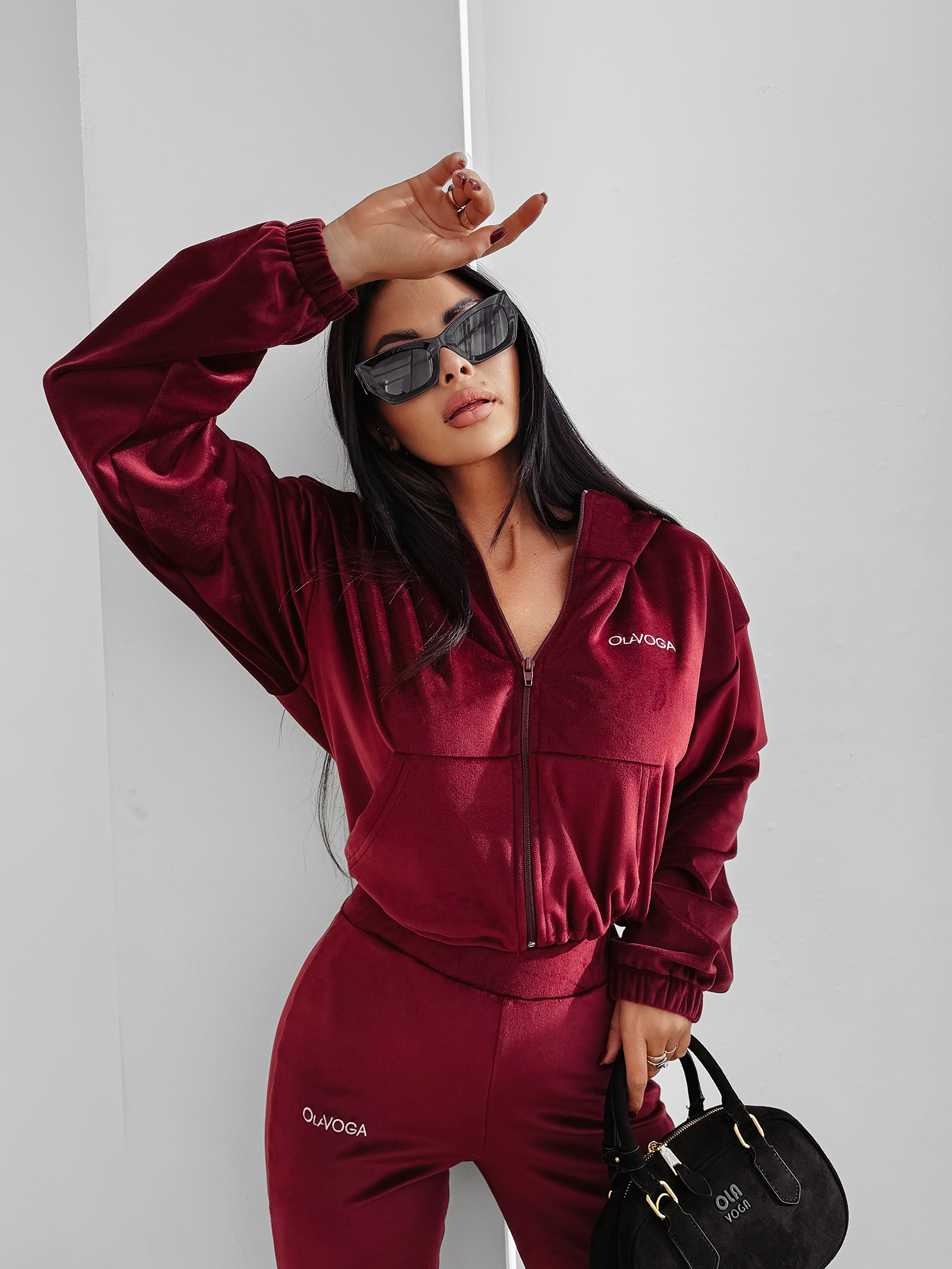 Komplet damski OLAVOGA VELVET WOOD bordowy Komplet damski OLAVOGA VELVET WOOD bordowy