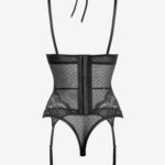 Koronkowy zestaw bielizny damskiej czarny- gorset z brazylianami