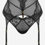 Koronkowy zestaw bielizny damskiej czarny- gorset z brazylianami