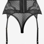 Koronkowy zestaw bielizny damskiej czarny- gorset z brazylianami