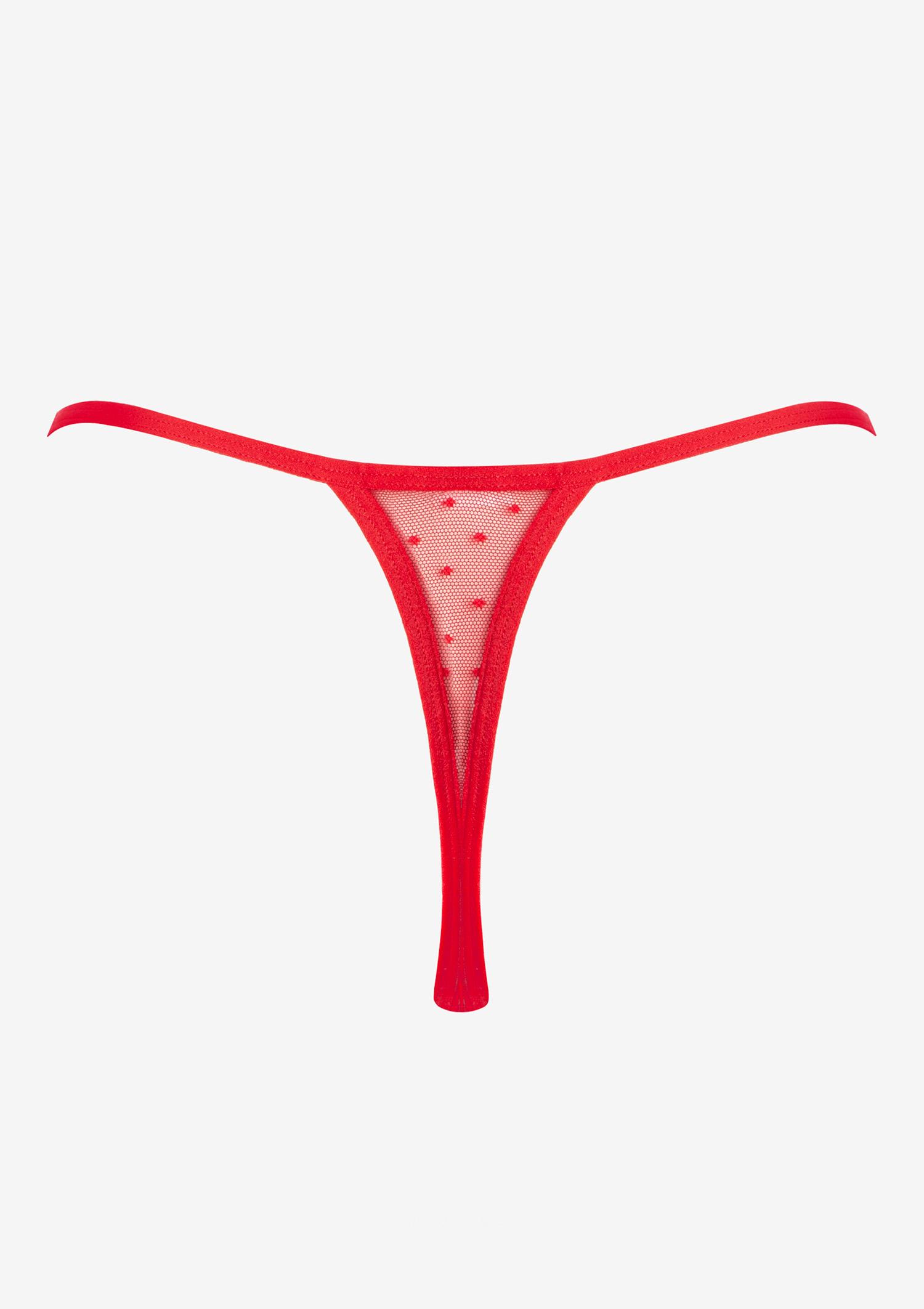 Koronkowy zestaw bielizny damskiej czerwony- gorset ze stringami