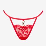 Koronkowy zestaw bielizny damskiej czerwony- gorset ze stringami