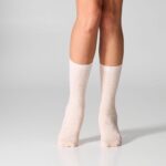 Skarpetki damskie bawełniane prążkowane beżowe/brzoskwiniowe (2PACK)