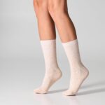 Skarpetki damskie bawełniane prążkowane beżowe/brzoskwiniowe (2PACK)