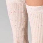 Skarpetki damskie bawełniane prążkowane beżowe/brzoskwiniowe (2PACK)