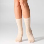 Skarpetki damskie bawełniane prążkowane beżowe/brzoskwiniowe (2PACK)