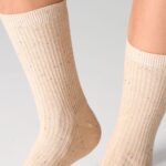 Skarpetki damskie bawełniane prążkowane beżowe/brzoskwiniowe (2PACK)
