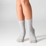 Skarpetki damskie bawełniane prążkowane czarne/szare (2PACK)