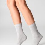 Skarpetki damskie bawełniane prążkowane czarne/szare (2PACK)