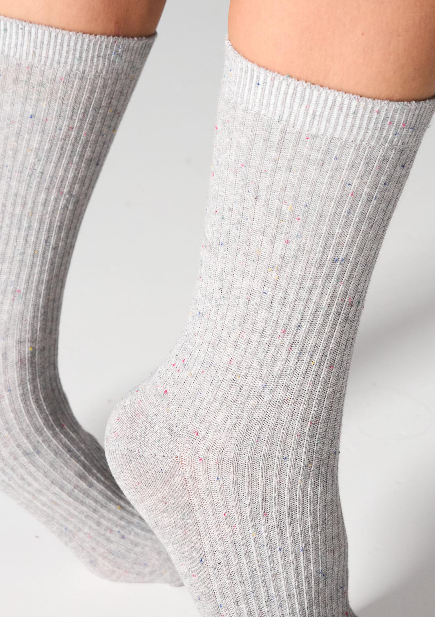 Skarpetki damskie bawełniane prążkowane czarne/szare (2PACK)