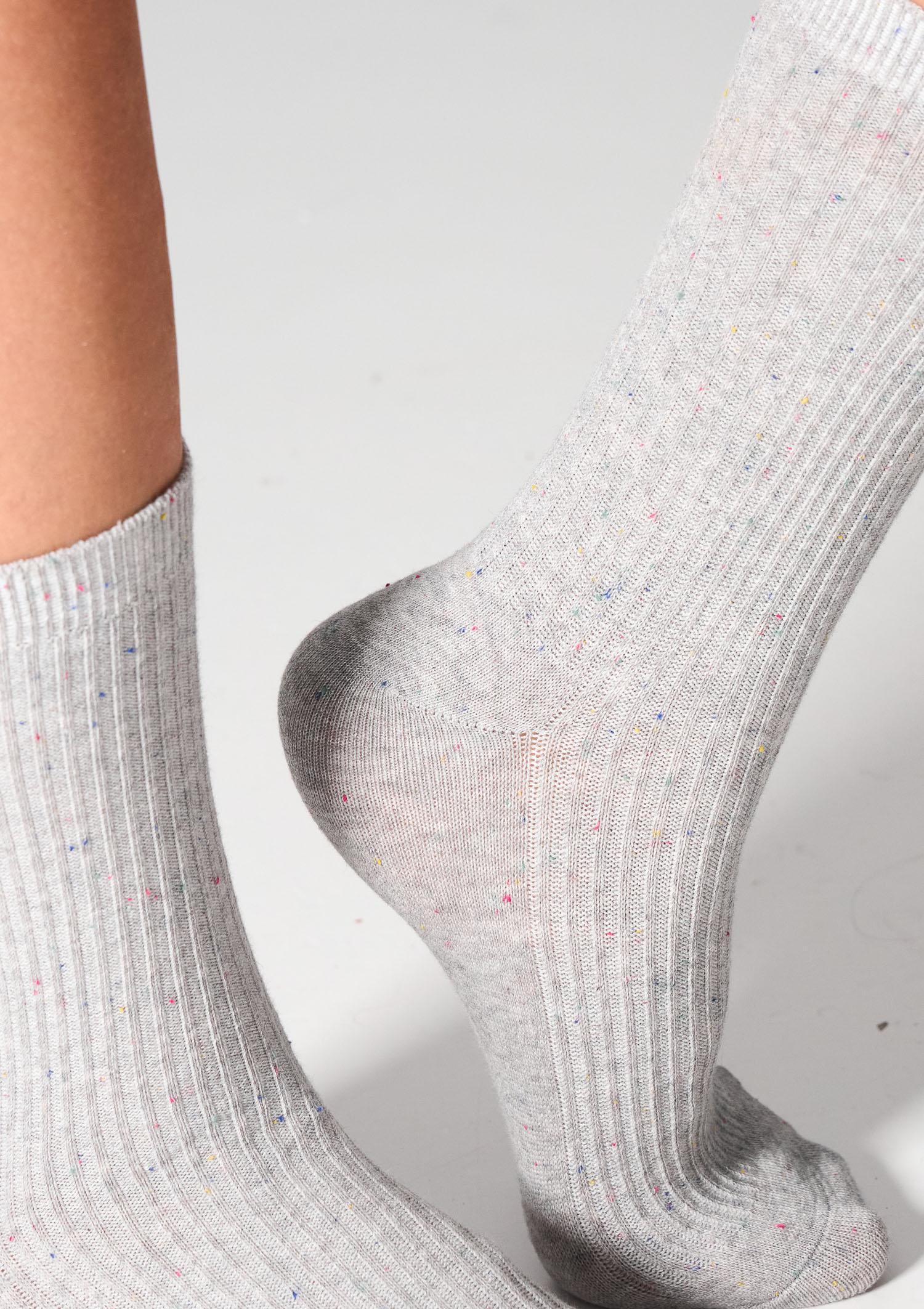 Skarpetki damskie bawełniane prążkowane czarne/szare (2PACK)