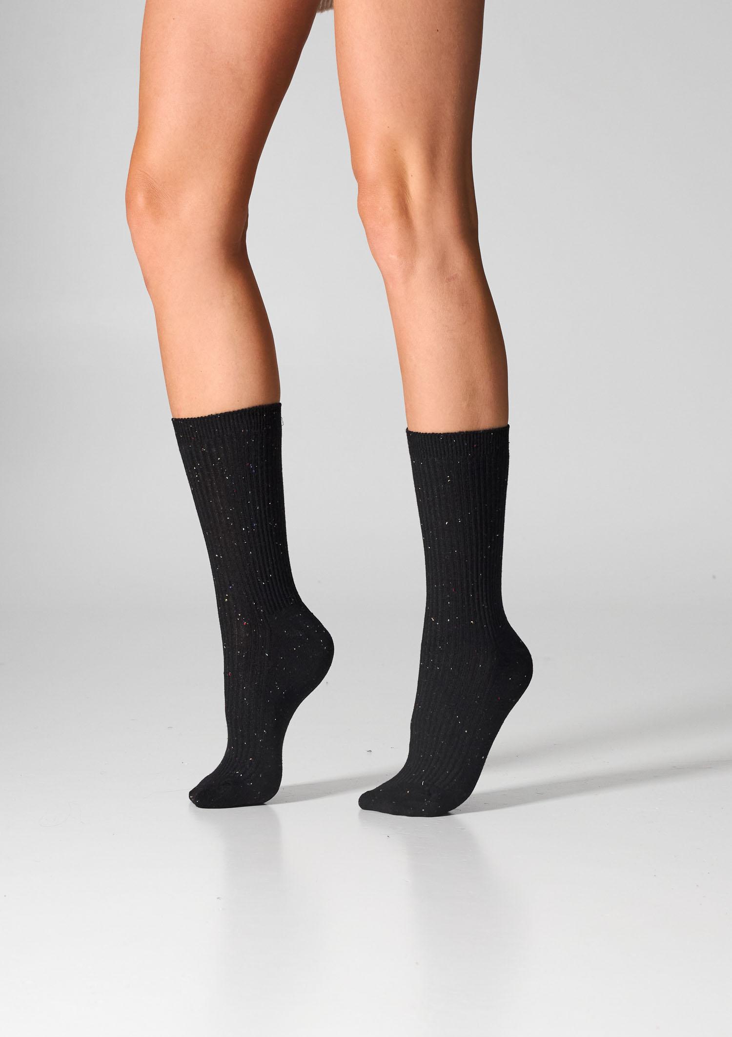 Skarpetki damskie bawełniane prążkowane czarne/szare (2PACK)