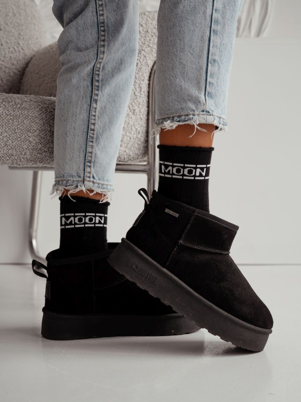 Skarpetki damskie czarne półfrotte bezuciskowe MOON