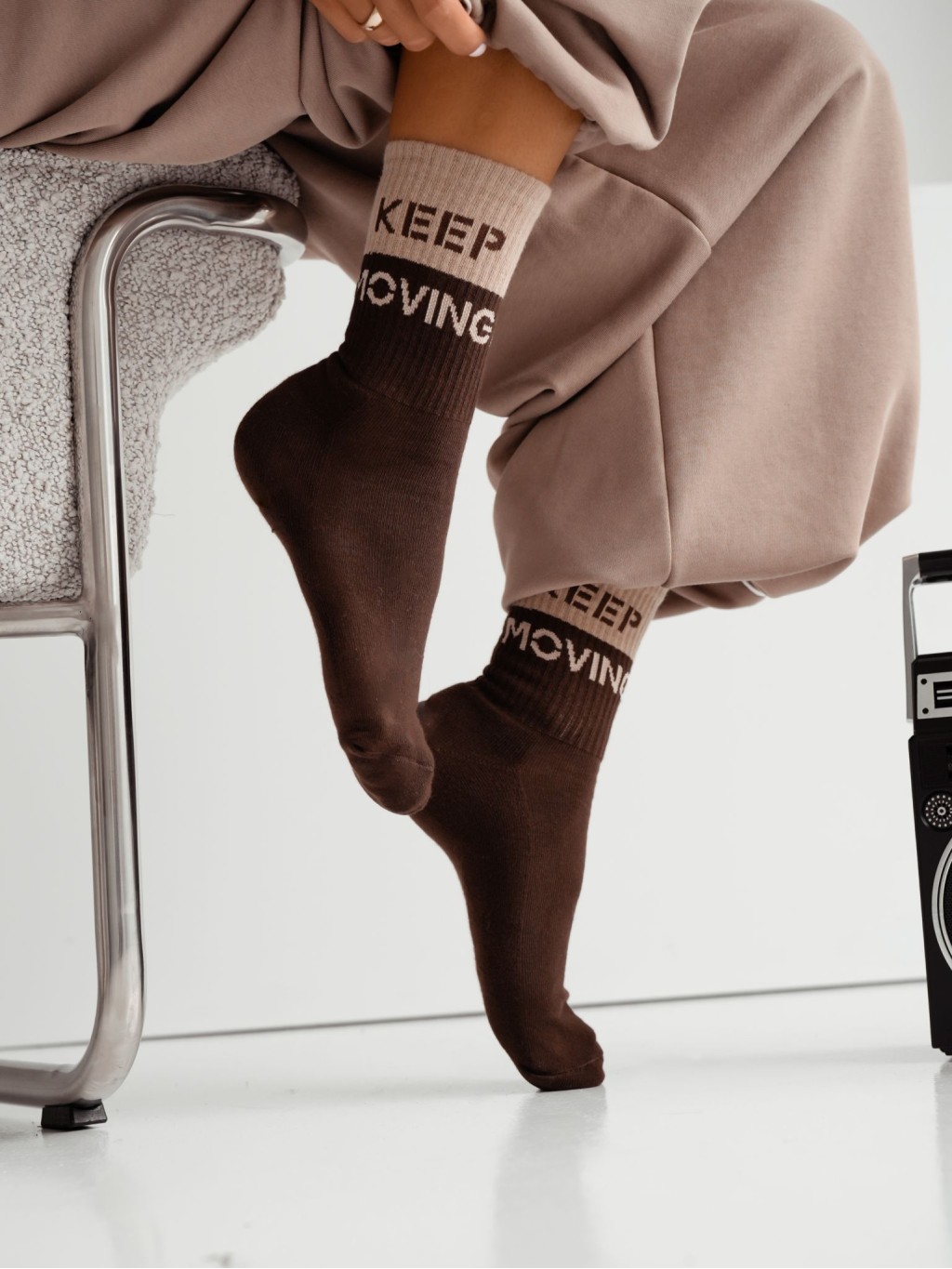 Skarpetki damskie półfrotte KEEP MOVING brązowe Skarpetki damskie półfrotte KEEP MOVING brązowe